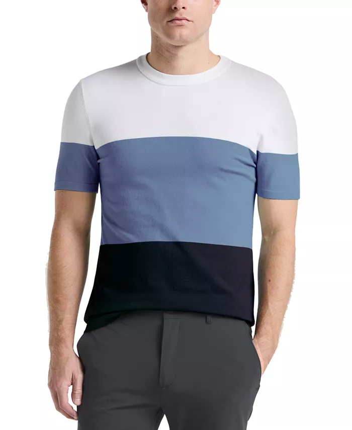 

Мужская футболка с коротким рукавом и цветными блоками Crewneck Perry Ellis, синий
