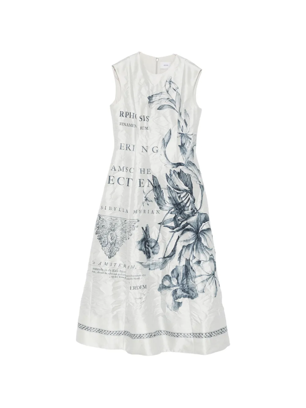 

Платье миди без рукавов с цветочным принтом Erdem, белый