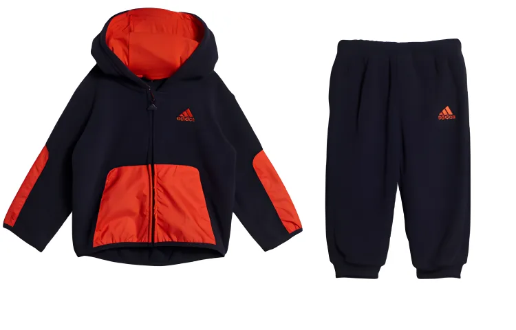 Детская толстовка с капюшоном на флисе Adidas Originals, Legend Ink/Semi-Impact Orange — фото 3