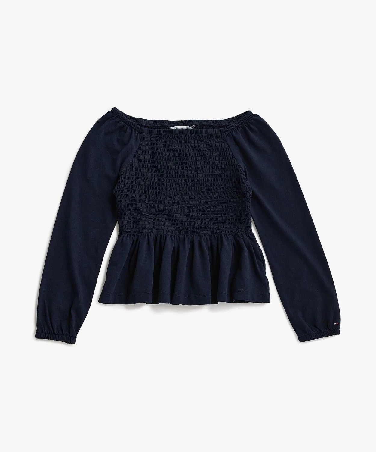 Детская блуза с оборками Tommy Hilfiger, длинный рукав, тёмно-синий