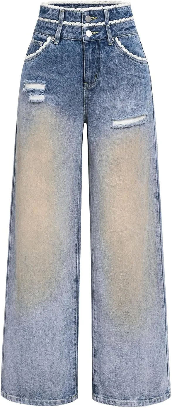 

Женские джинсы с высокой посадкой и прямым широким кроем