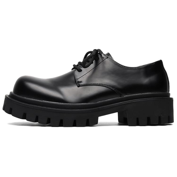 WEISHIBANGWEI Повседневные кожаные туфли мужские черные с потайным клином, цвет Black Hidden Wedge — фото 2