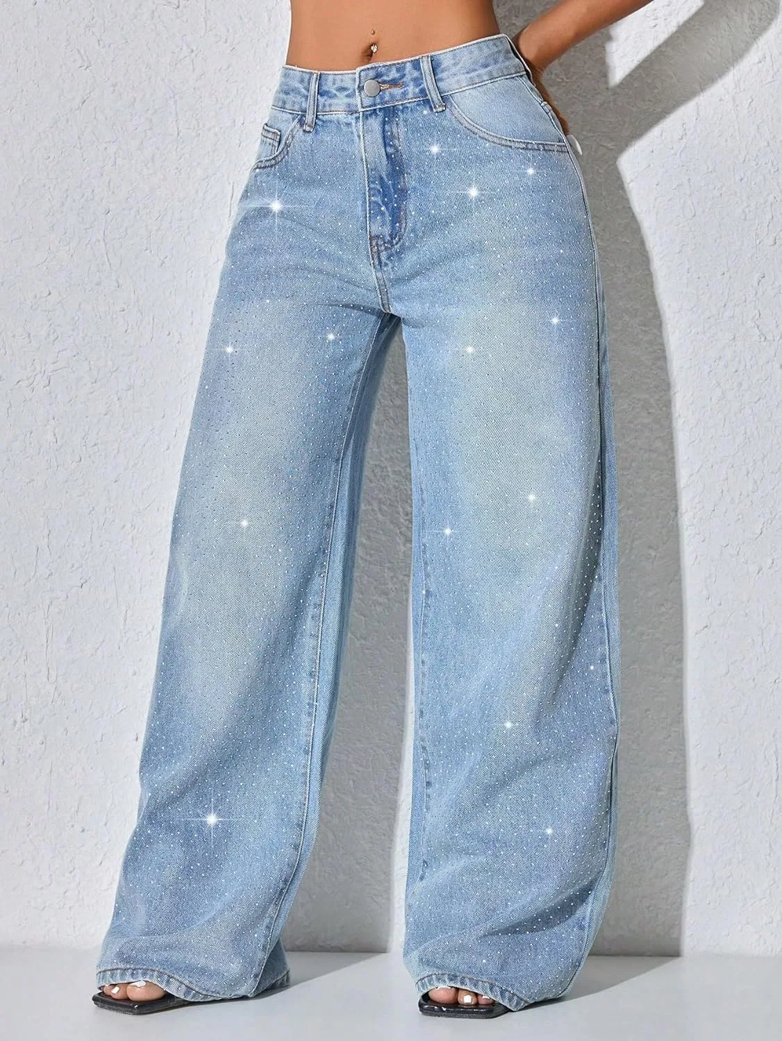 Джинсы свободные, с заниженной талией, Baby Blue — фото 4