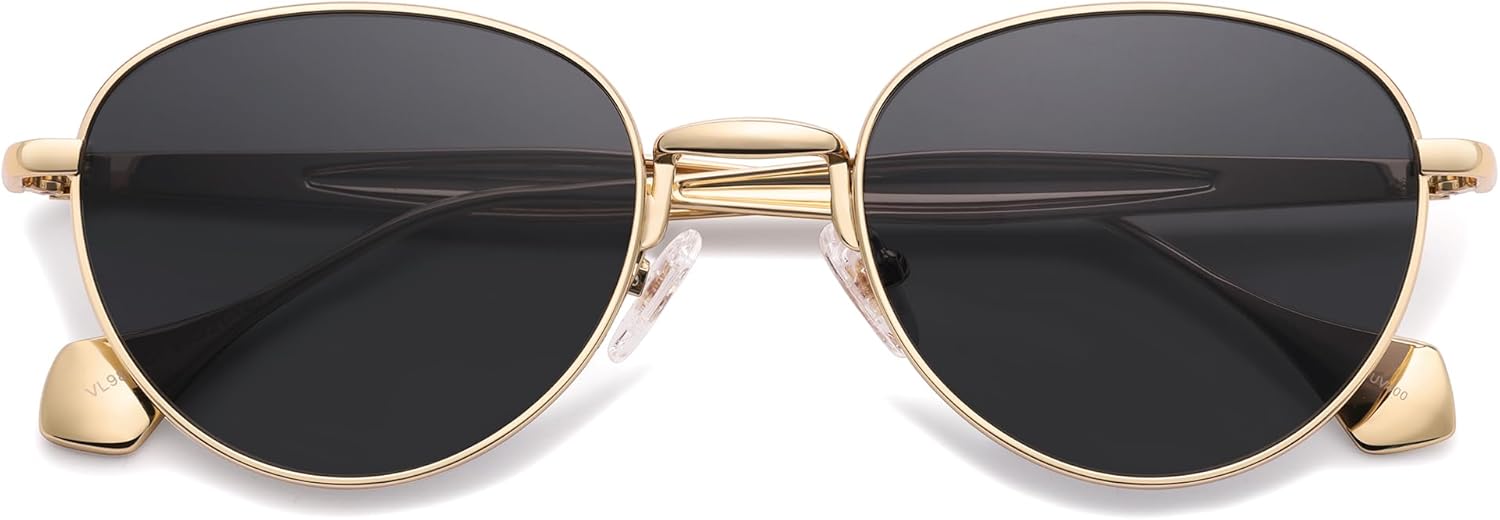 

Солнцезащитные очки VANLINKER маленькие поляризованные для женщин и мужчин, ретро, ​​круглая металлическая оправа, классические очки в стиле хиппи VL9880, C1-gold Frame Grey Lens