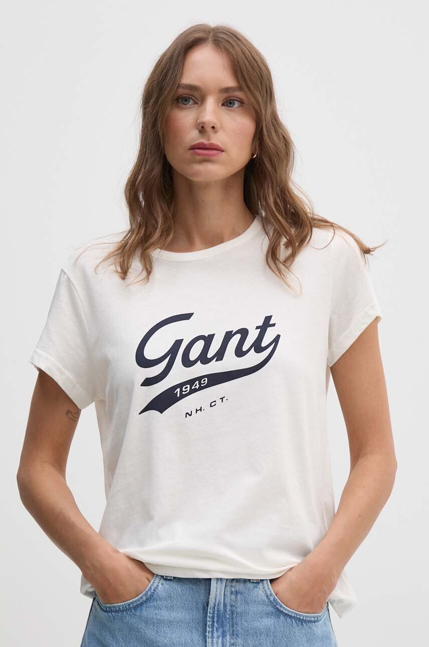 

Хлопковая футболка Gant, бежевый