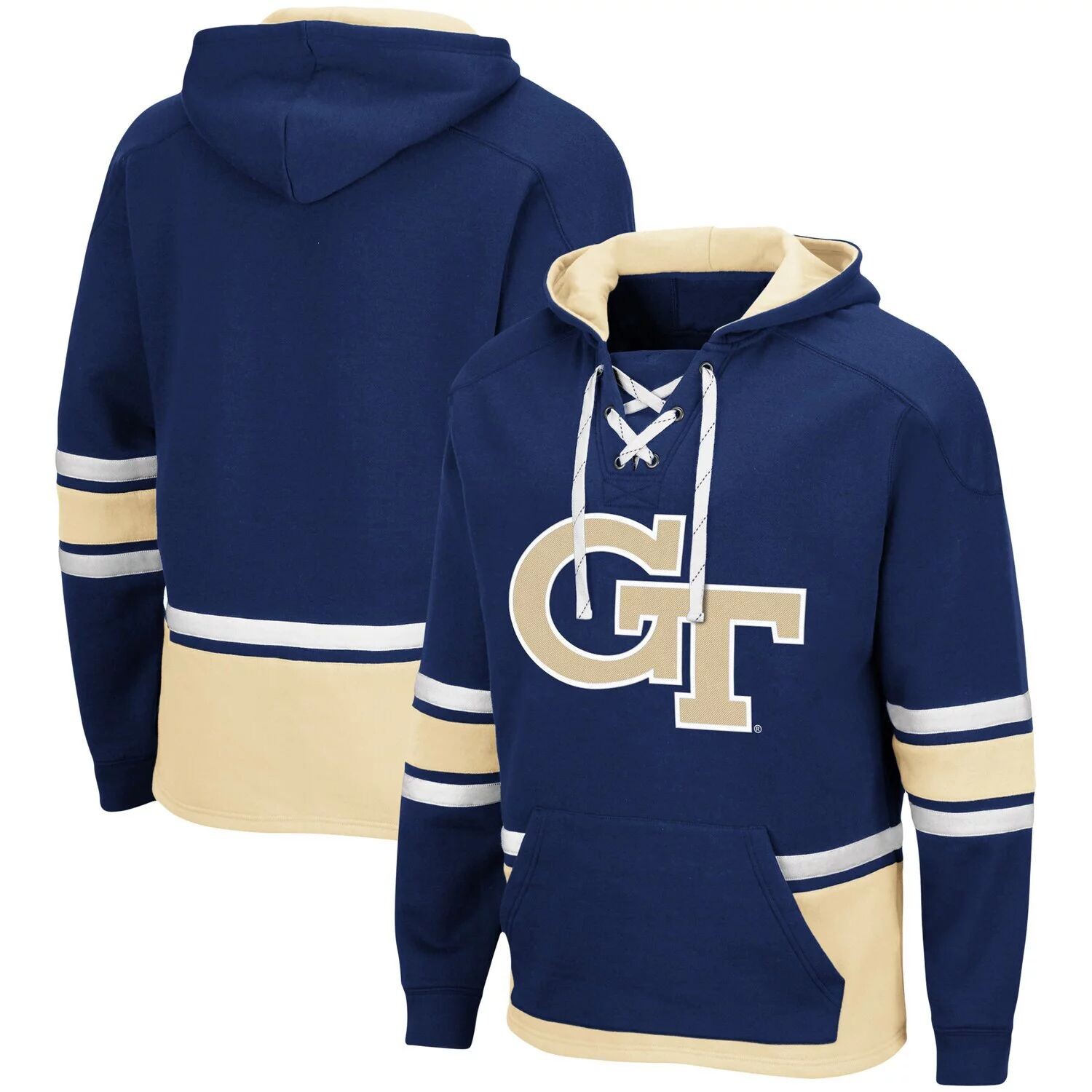 

Мужской темно-синий пуловер с капюшоном Georgia Tech Yellow Jackets Hockey 3.0 Colosseum