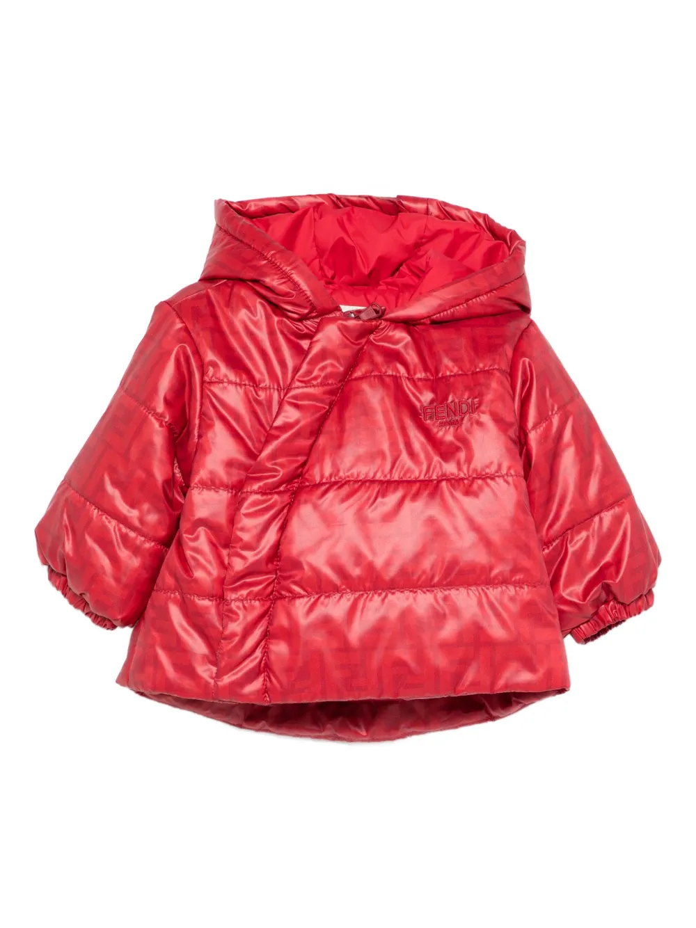

Утепленная куртка с капюшоном и логотипом FENDI KIDS, красный