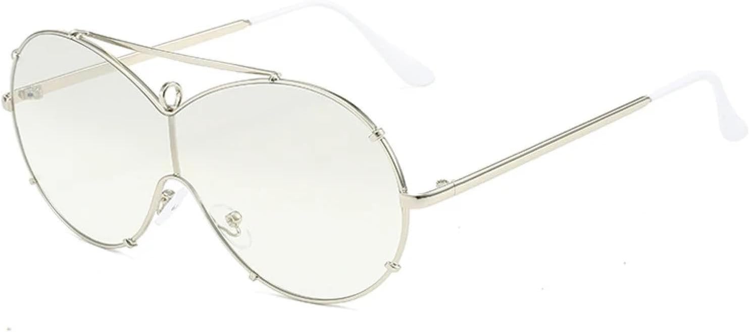 

Классические солнцезащитные очки для женщин и мужчин, модные цельные очки в большой оправе, очки для вождения на открытом воздухе, защита от УФ-излучения UV400 TKKTLLT, Silver Silver