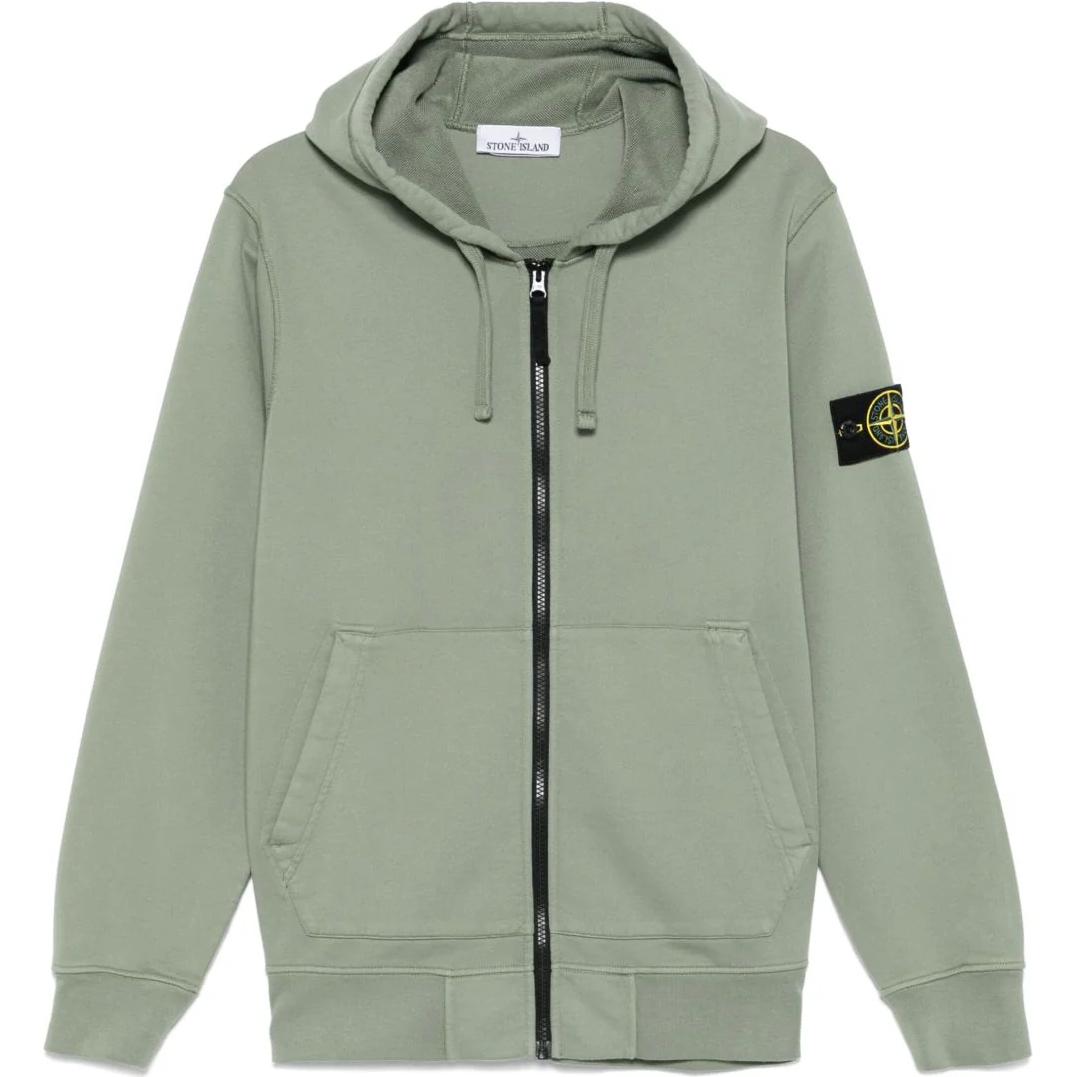 

STONE ISLAND Толстовка на молнии с нашивкой компас, Green