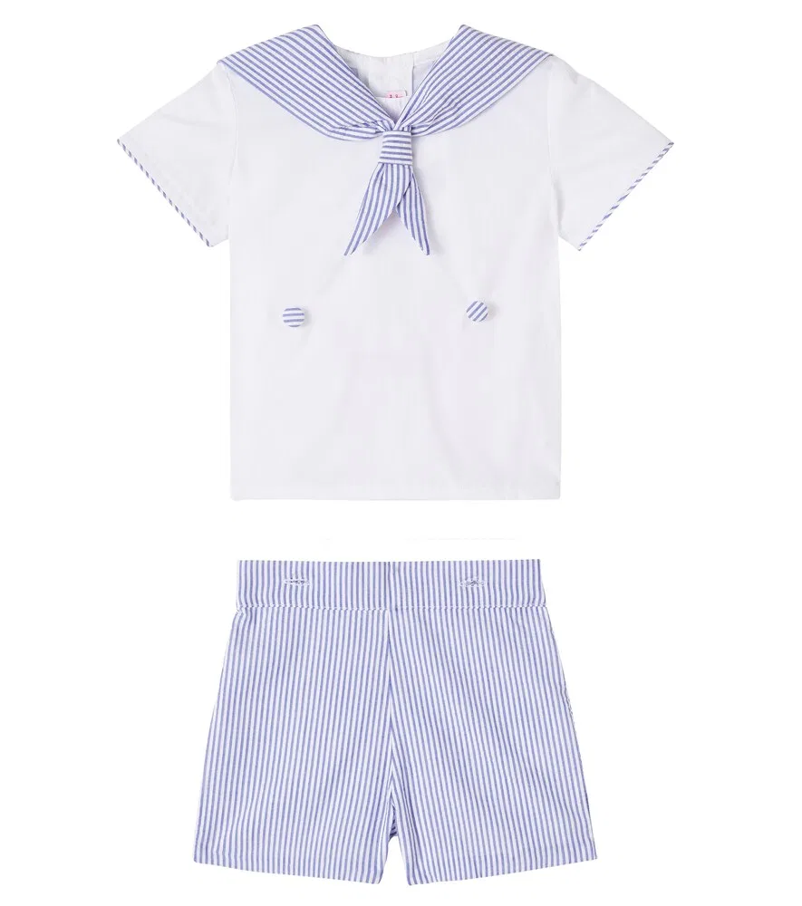 Комплект Baby Antonio из хлопковой футболки и шорт La Coqueta, синий