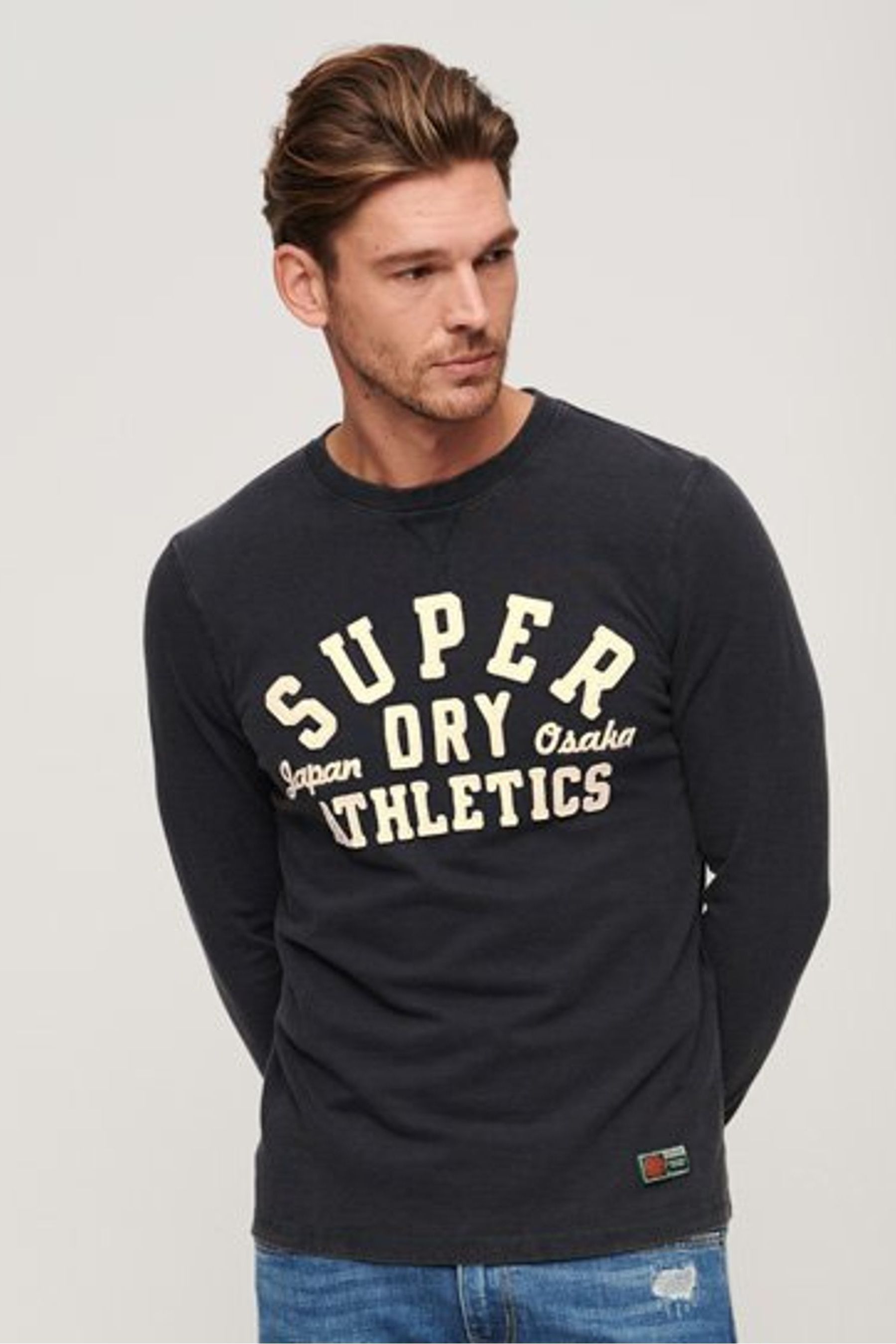 

Спортивный топ с длинными рукавами Superdry, черный