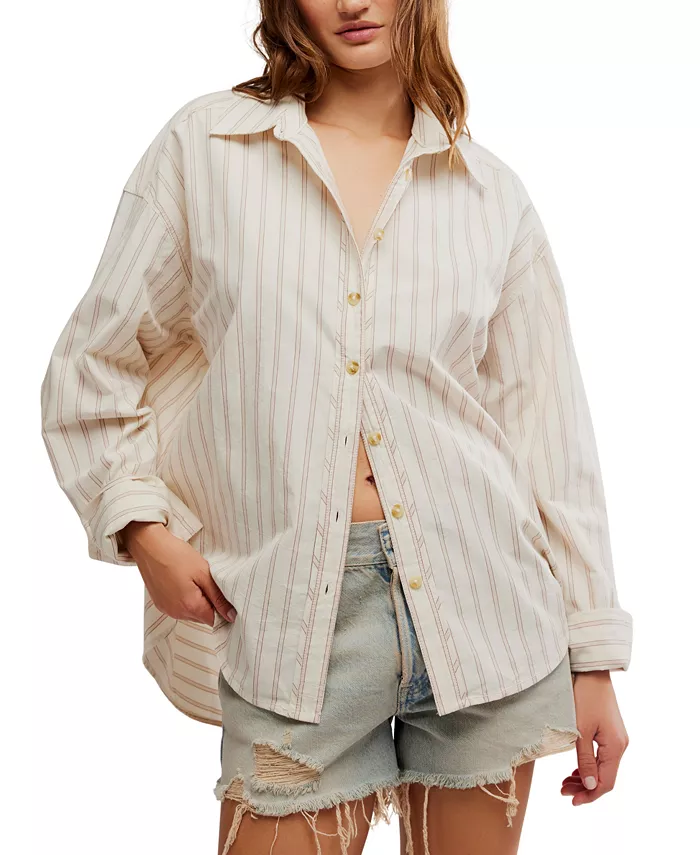 

Женская полосатая рубашка Varsity Vibes Free People, белый