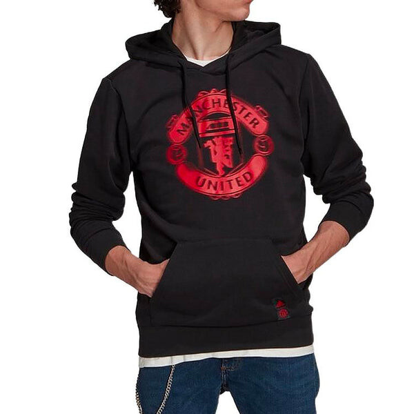 Толстовка Men's adidas SS22 Manchester United Soccer/Football Series Printing Hooded Sports Autumn Black, мультиколор — фото 3