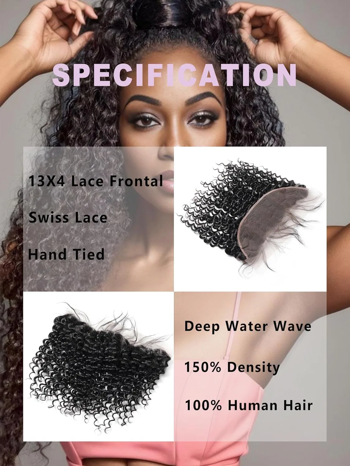 Волнистая парикмахерская заготовка LOLLY HAIR из человеческих волос, 18 дюймов, натуральный черный — фото 2