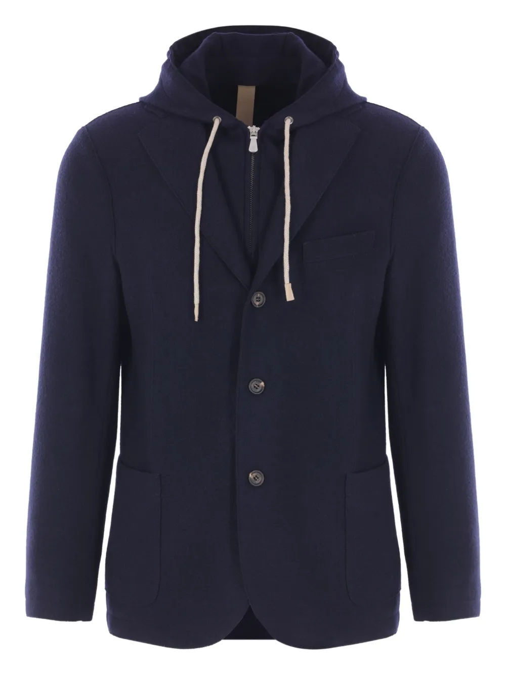 

Однобортная куртка с капюшоном Eleventy, синий