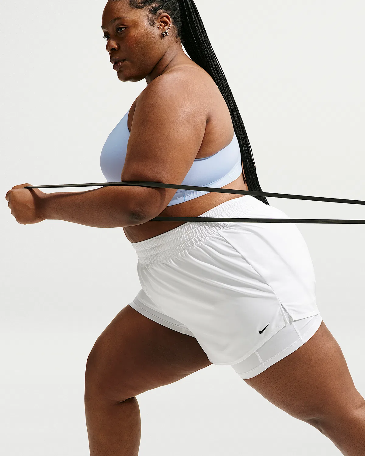 Женские шорты 2-в-1 с высокой посадкой, 3" (плюс размер) Nike Dri-FIT One, White/Black — фото 4