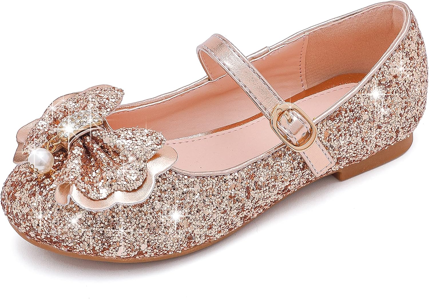

Детские туфли для девочек Furdeour Mary Jane с цветами, для свадьбы, вечеринки, для подружек невесты, блестящие, балетные, принцессы, для малышей, золотой