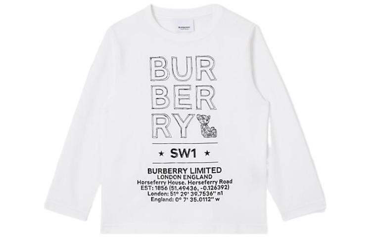 

Футболка детская Burberry с принтом, белый / черный