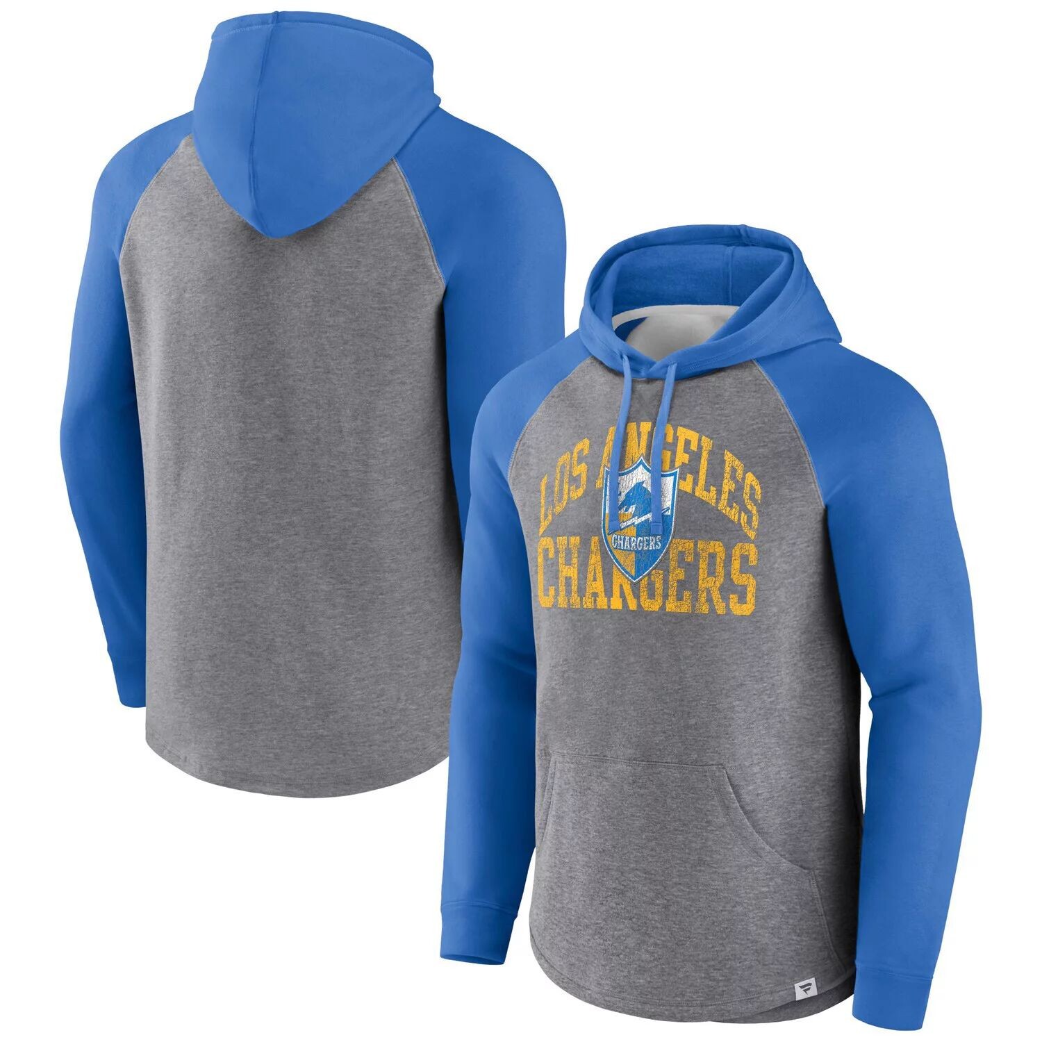 

Мужской пуловер с капюшоном Fanatics Heather Grey Los Angeles Chargers Favorite Arch реглан