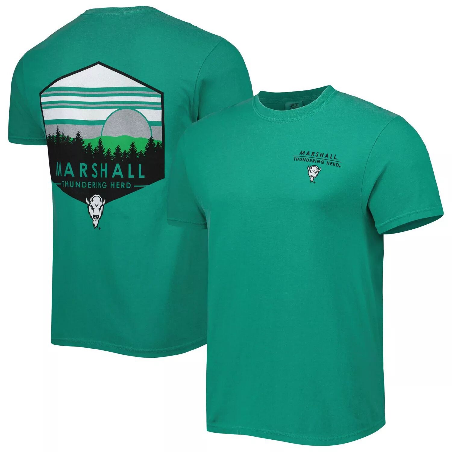 

Мужская зеленая футболка Marshall Thundering Herd Landscape Shield