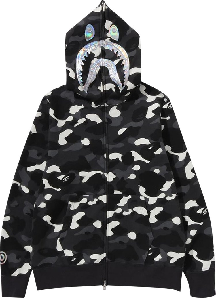 

Худи BAPE City Camo Shark Full Zip 'Black', черный