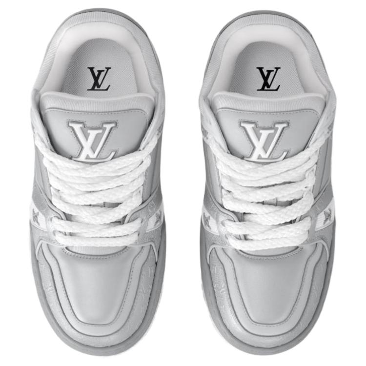 LOUIS VUITTON Тренеры Maxi Low Top для скейтборда женские серебристые — фото 4