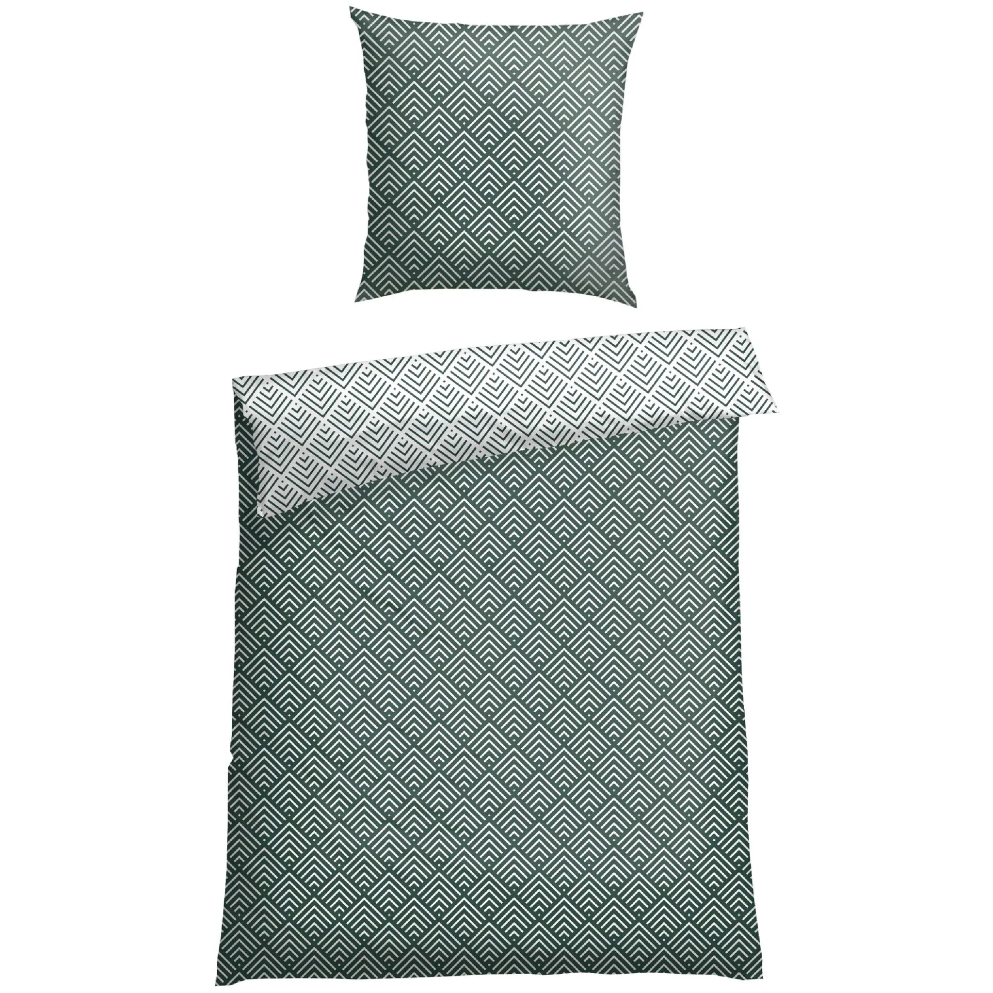 

Постельное белье Schiesser «Mabel из мягкого хлопка с абстрактным узором», MADE IN GREEN от OEKO-TEX, темно-зеленый