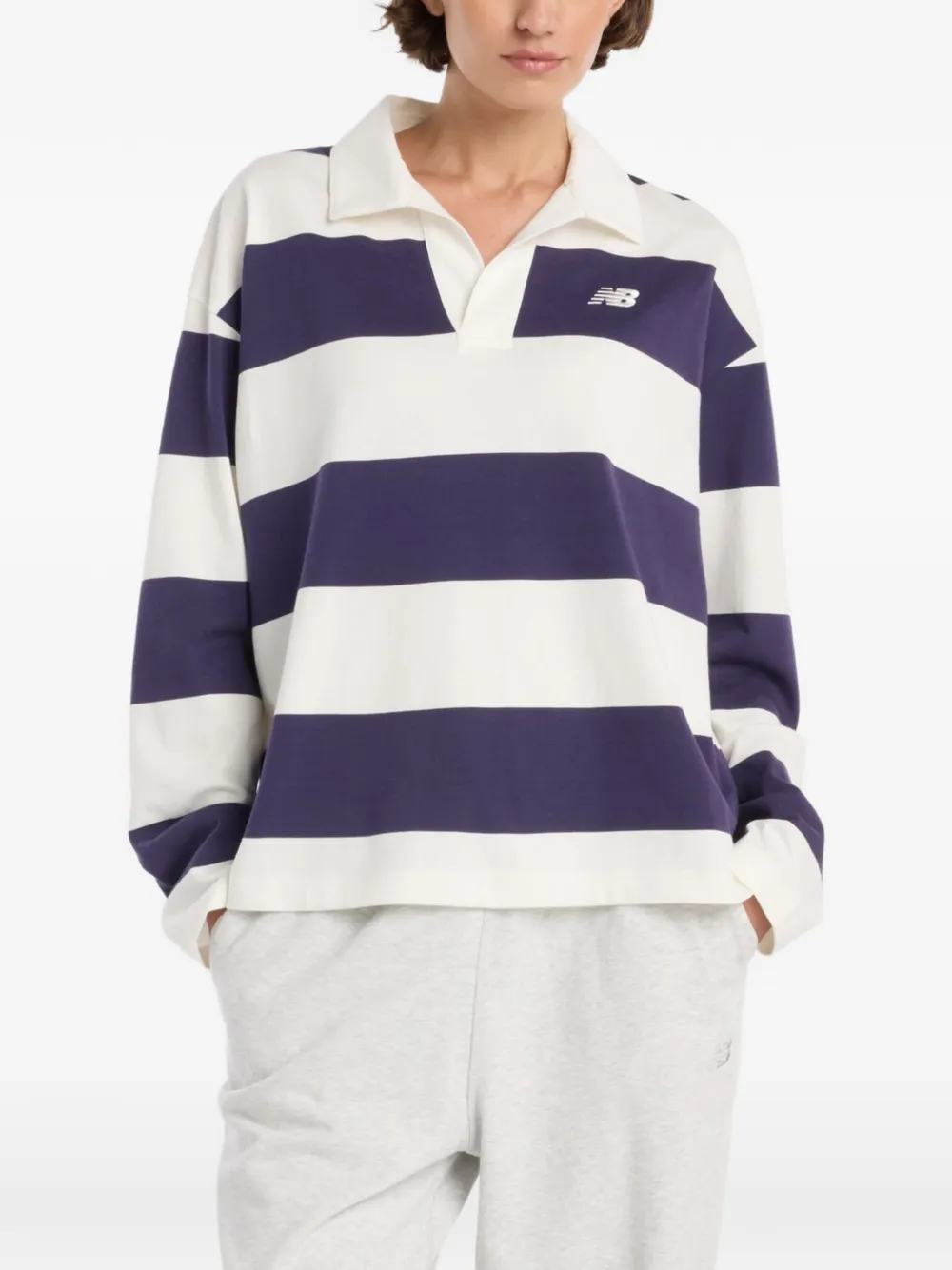 

Рубашка-поло в полоску с длинными рукавами New Balance, фиолетовый