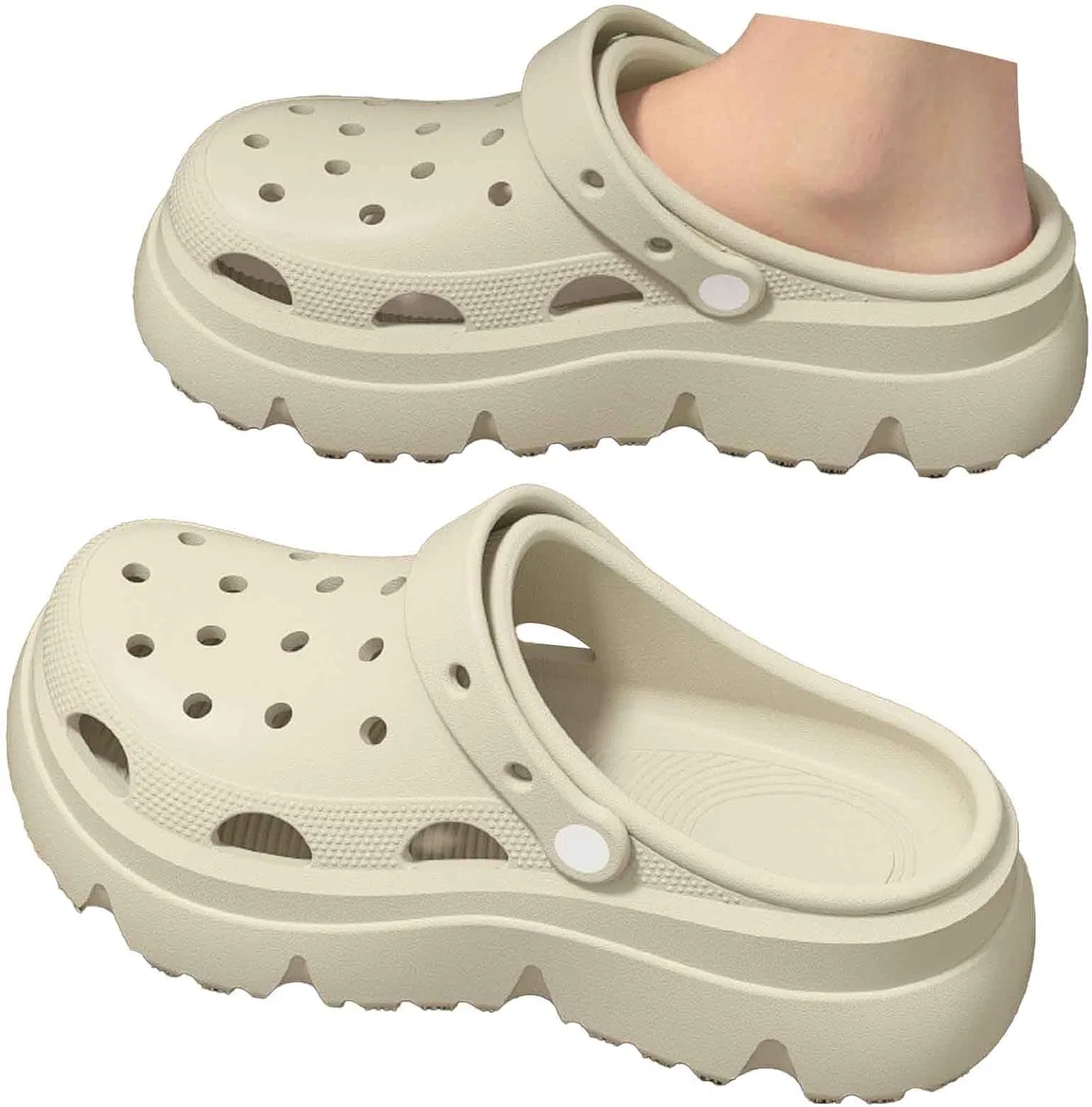 Сабо Herren Damen Garten Hausschuhe Gartenschuhe Leicht Pantoletten Sommer Gartenclogs Strand Schuhe Unisex Weiche Küchenschuhe mit Rutschfester Sohle Sandalen Badelatschen Hsternexy, B56 Beige — фото 3
