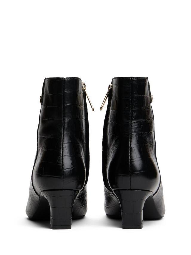 Кожаные ботинки-челси на низком каблуке с крокодиловым принтом Tommy Hilfiger, Black — фото 4