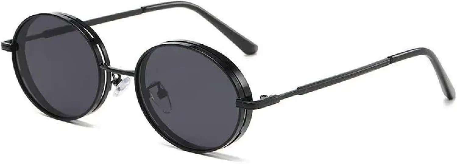 

Овальные солнцезащитные очки для мужчин и женщин в стиле панк, градиентные, металлические, для вождения, с защитой от УФ-излучения UV400 DSVIGF, Black Grey