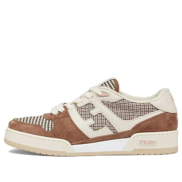 Кроссовки match low top 'cream brown houndstooth' Fendi, бежевый