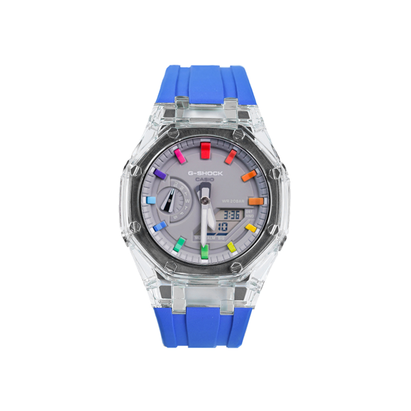 

CASIO Часы Unisex 48.5mm Gray Watch, Fantasy Rainbow Glacier Ice Blue
