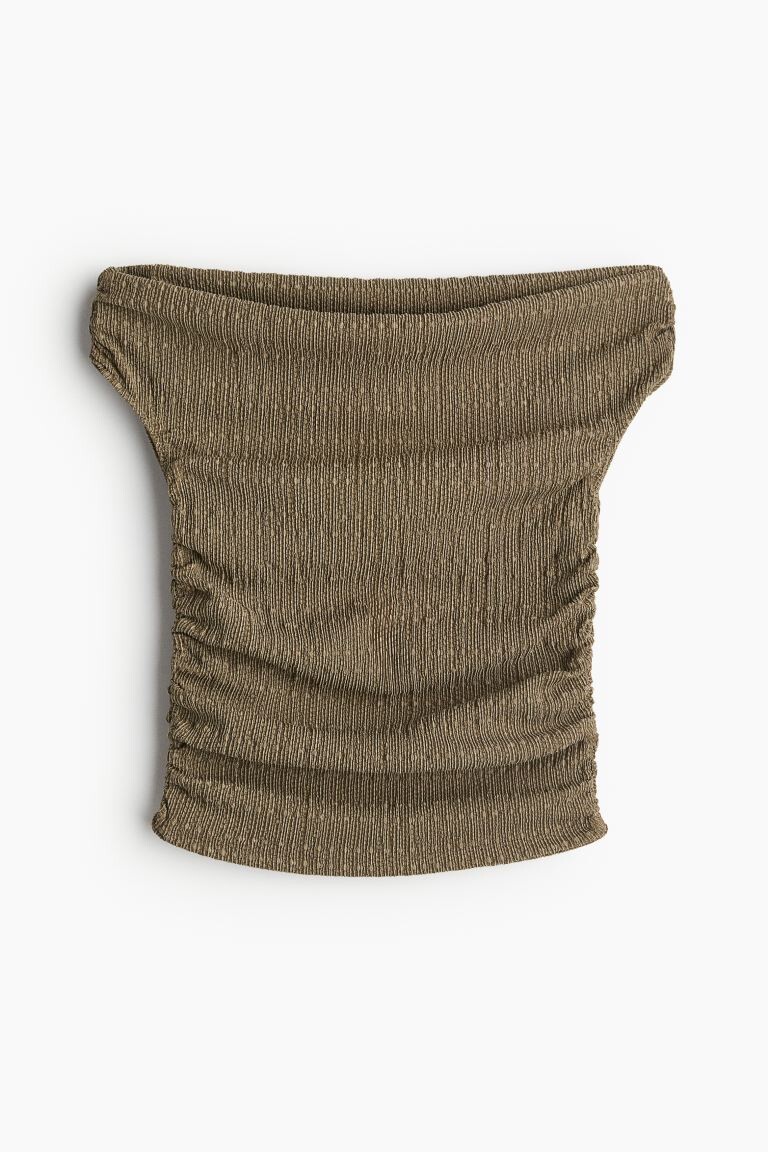 

Мятый топ с открытыми плечами H&M, зеленый