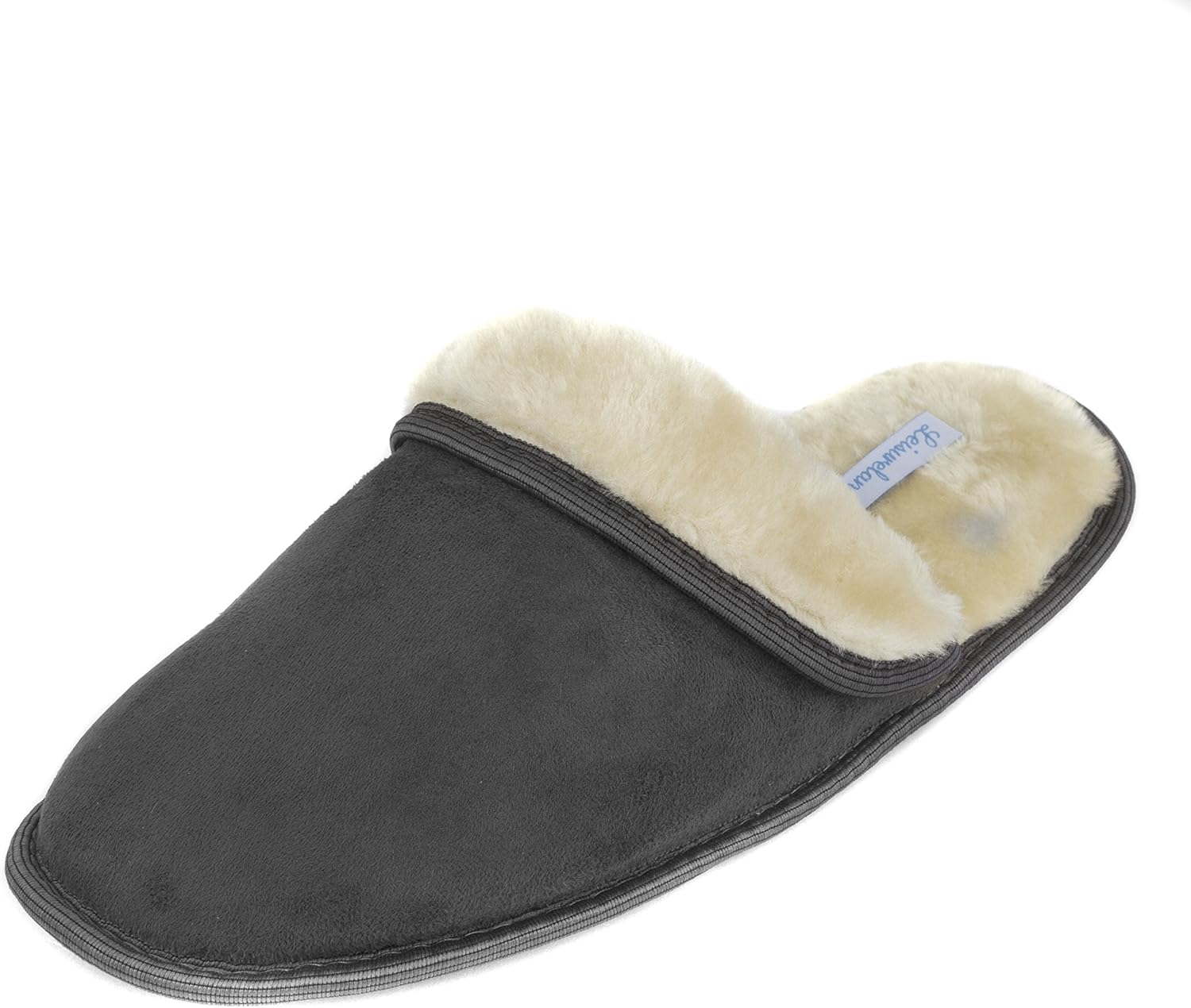 

Мужские уютные тапочки, домашние тапочки с плюшевой подкладкой из флиса Leisureland, серый