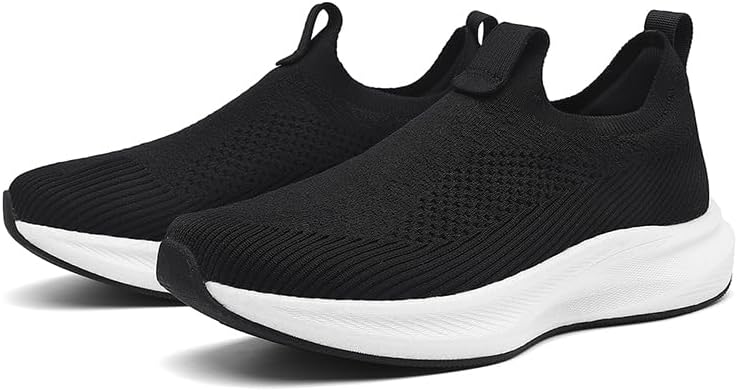 

Мужские дышащие кроссовки-слипоны с сеткой, с толстой подошвой, амортизирующие и легкие противоскользящие беговые кроссовки, подходящие для повседневной носки и прогулок Igzbibg, черный