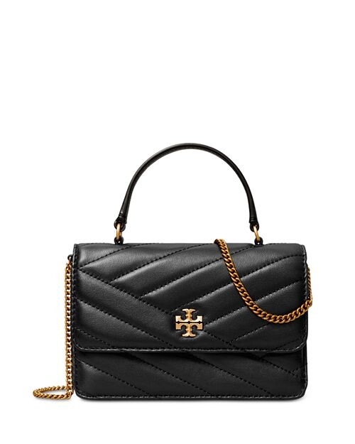 

Мини-кошелек с цепочкой и ручкой сверху Kira Chevron Tory Burch, цвет Black