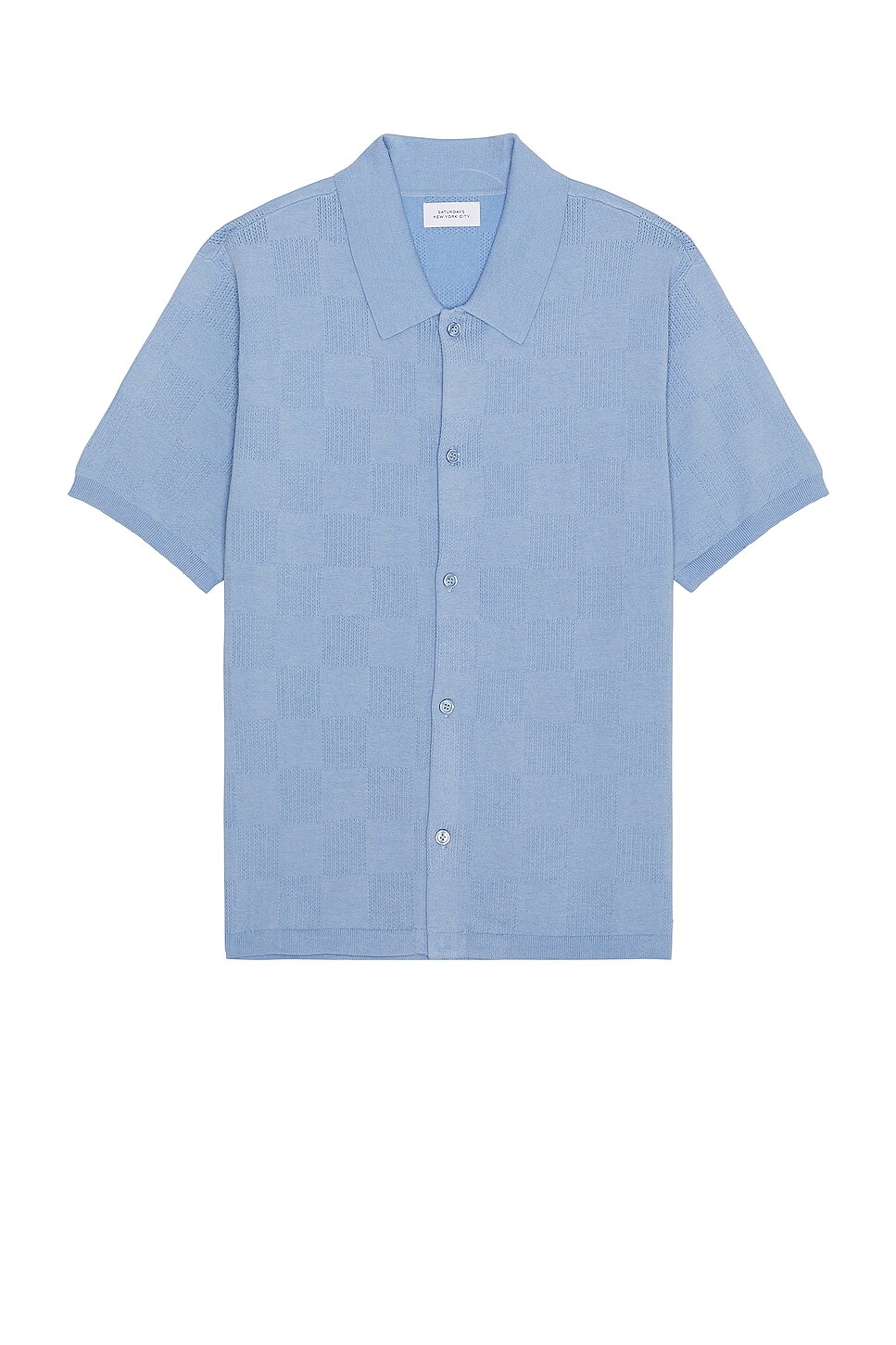 

Рубашка SATURDAYS NYC Kenneth Checkerboard Knit Short Sleeve, цвет Forever Blue