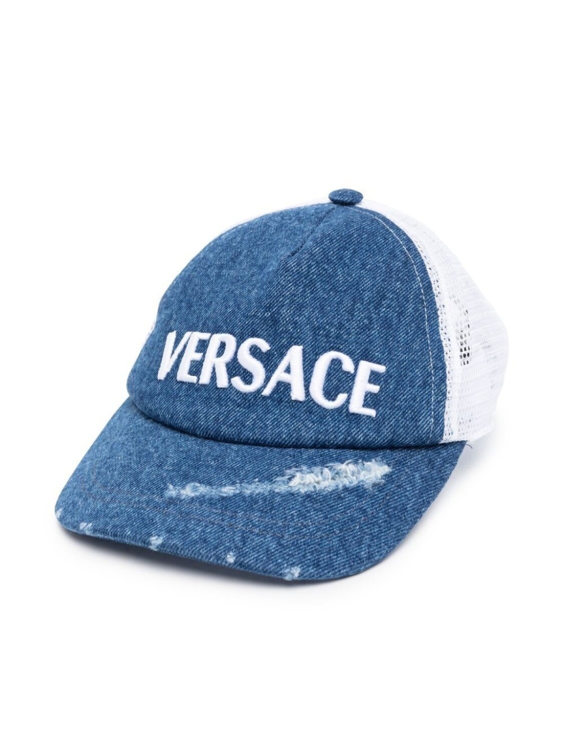 

Versace Kids джинсовая бейсболка с эффектом потертости, синий