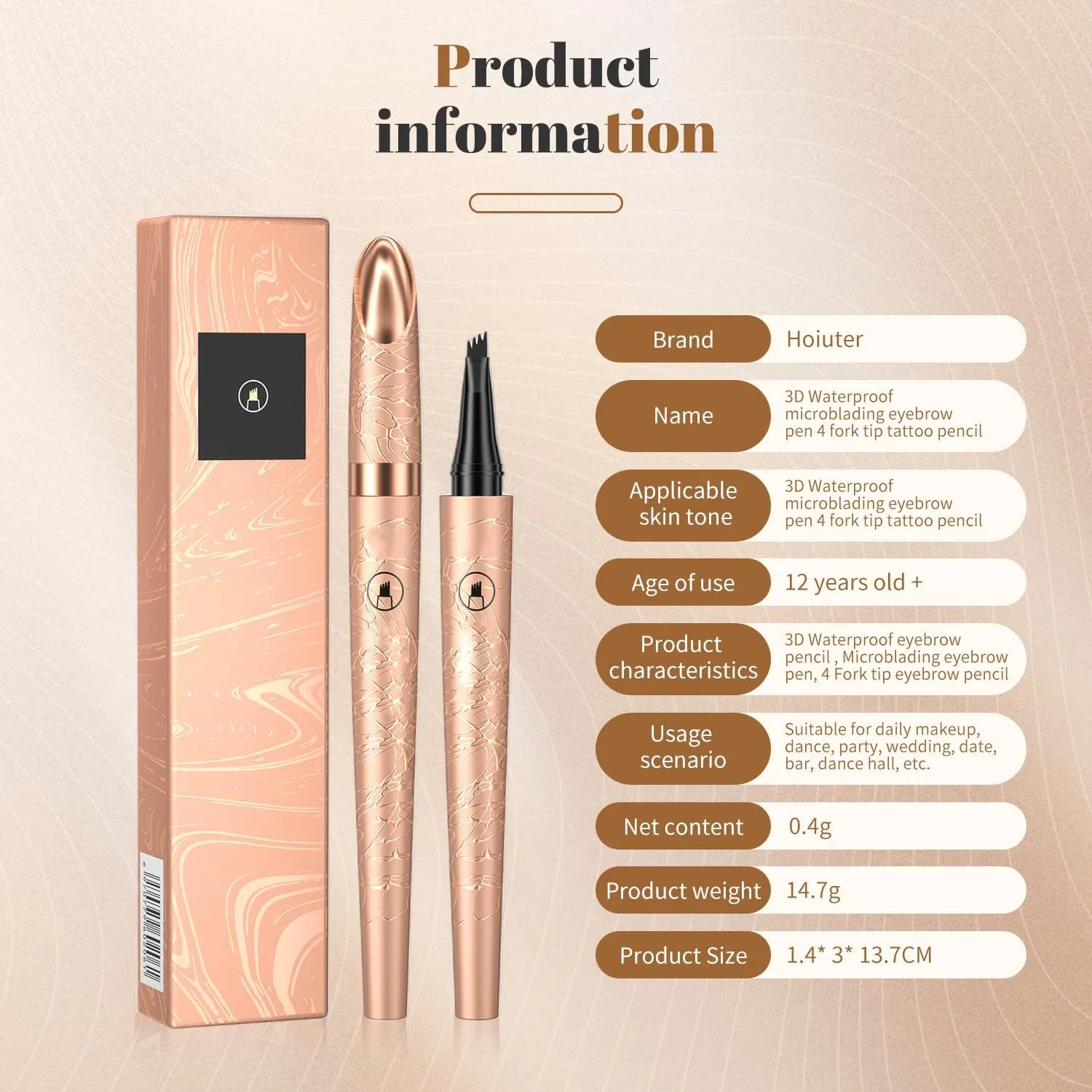 Водостойкий карандаш для бровей «3D Eyebrow Pencils» Generisch, Dark Brown And Grey — фото 3