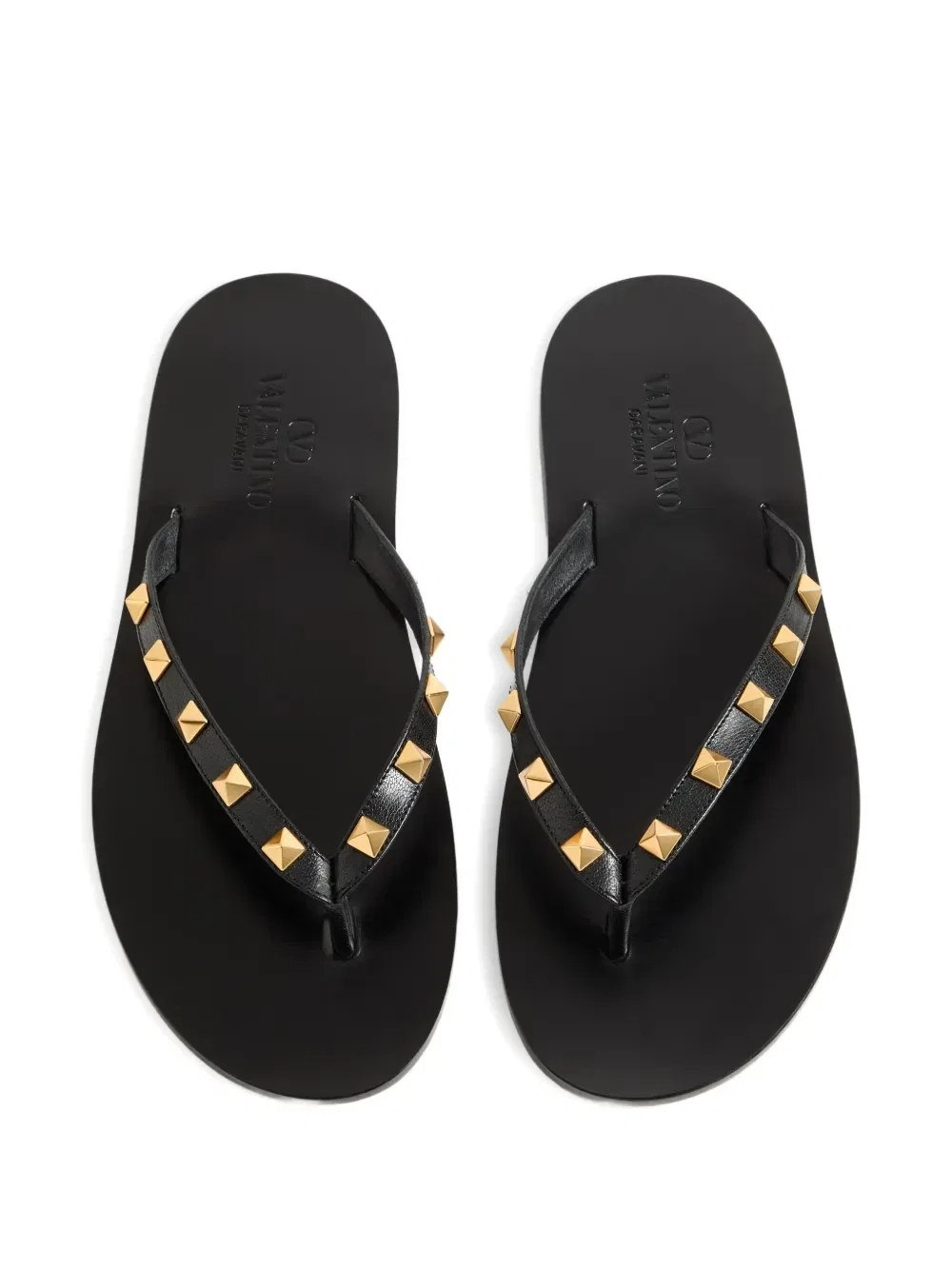 Вьетнамки Rockstud из телячьей кожи VALENTINO GARAVANI, черный — фото 4