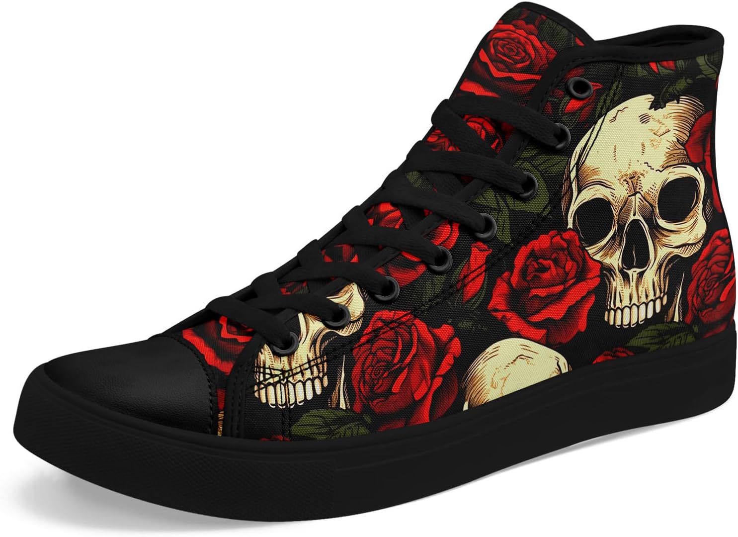 

Высокие кеды на шнуровке AWSOLE Gothic Skull для мужчин и женщин, смелый и дерзкий дизайн кроссовок для повседневной носки, плоская подошва для ходьбы, черный/красный/бежевый/коричневый/темно-зеленый