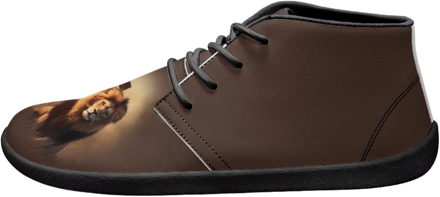 

Мужские кроссовки с широкой носочной частью, с животным принтом, стильные, с противоскользящей подошвой и нулевым перепадом, для ходьбы и бега Xixirimido, Lion Cross Pattern