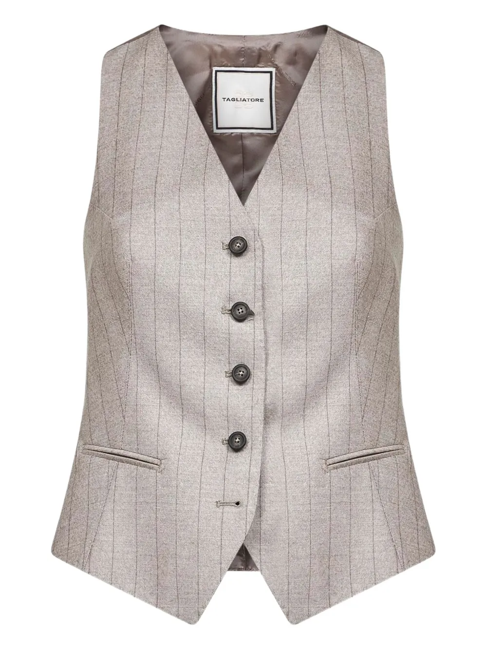 

Жилет на пуговицах в полоску Tagliatore, светло-бежевый