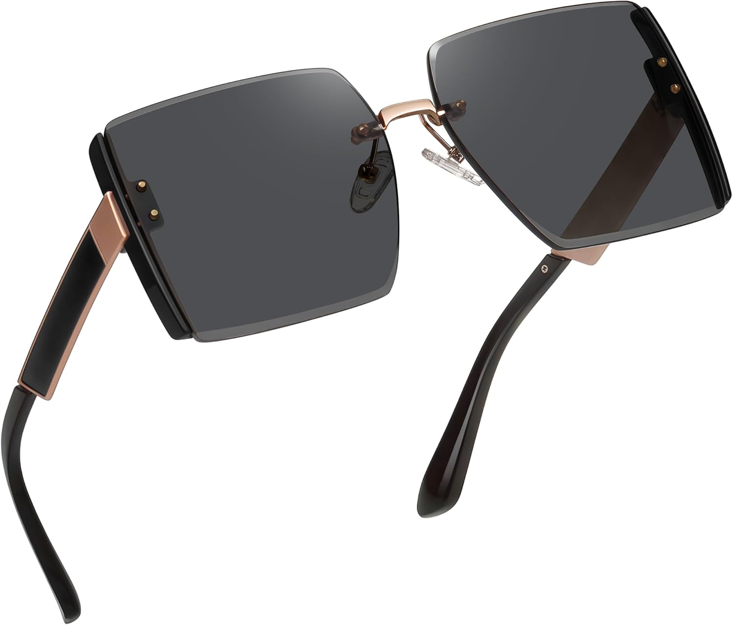 

Солнцезащитные очки Joopin Oversized Rimless Sunglasses для женщин, квадратные солнцезащитные очки без оправы, защита от УФ-излучения UV400, Rose Golden Frame Black Lens