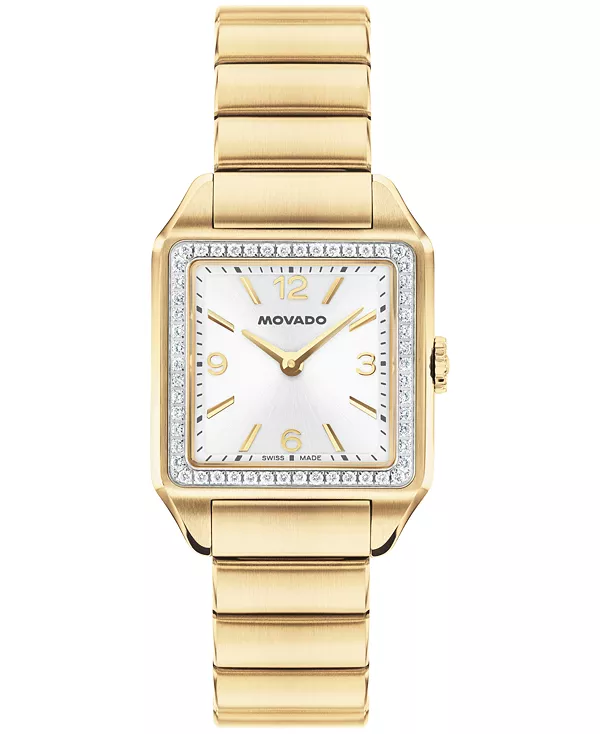 

Женские швейцарские кварцевые часы 1917 года с выращенными в лаборатории бриллиантами, нержавеющая сталь, золото, 25 x 34,1 мм Movado, gold-tone