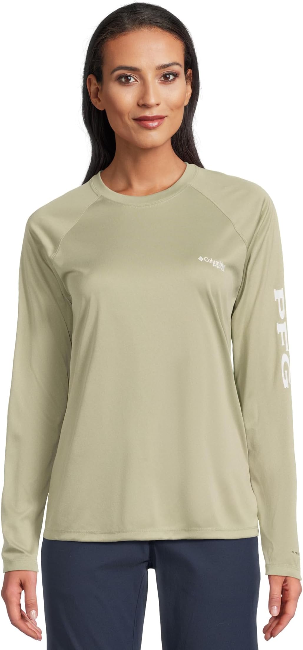 

Футболка Columbia Tidal Tee Heather Long Sleeve, цвет Smokey Sage Heather/White Logo