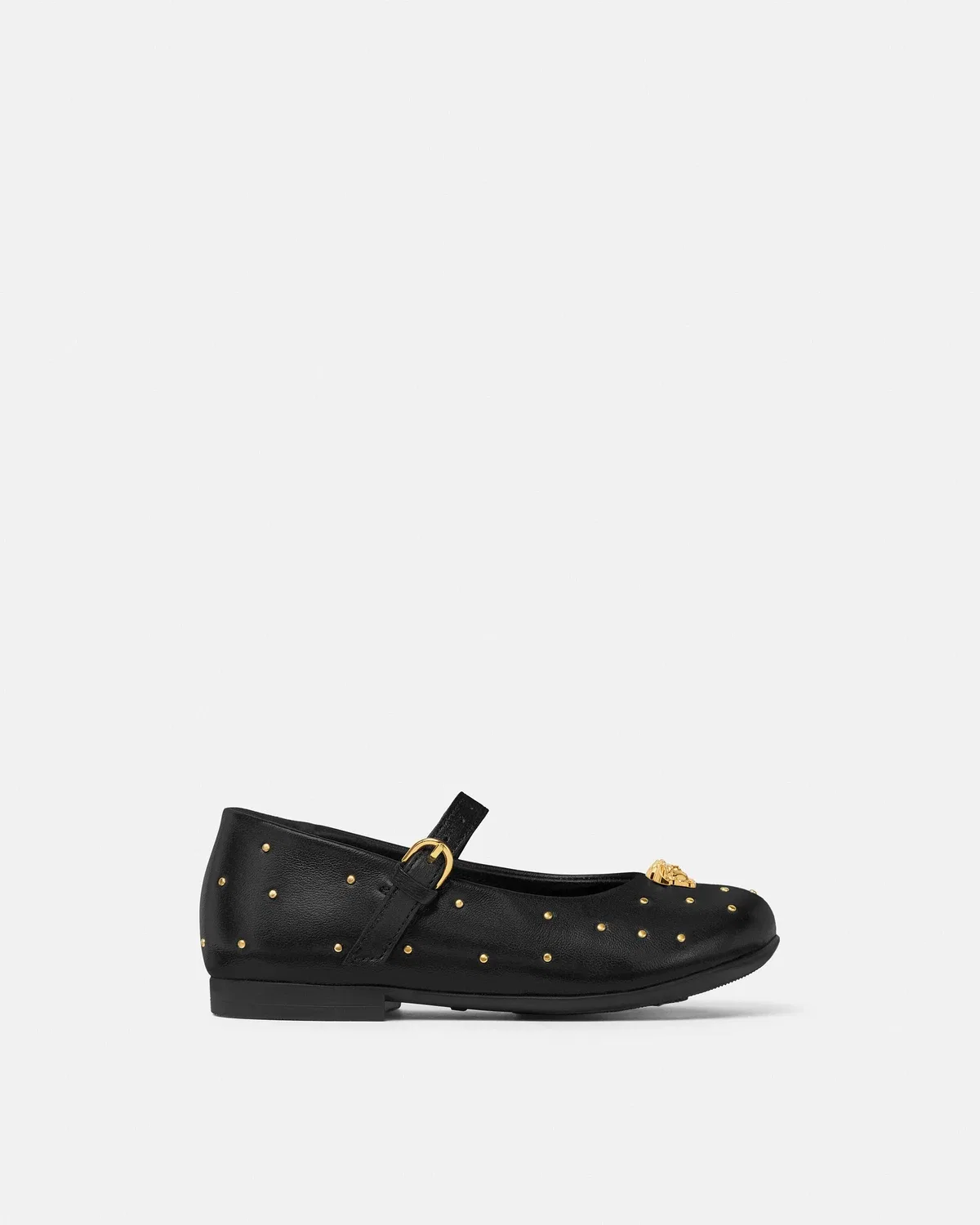 Детские кожаные балетки с украшениями VERSACE, черный