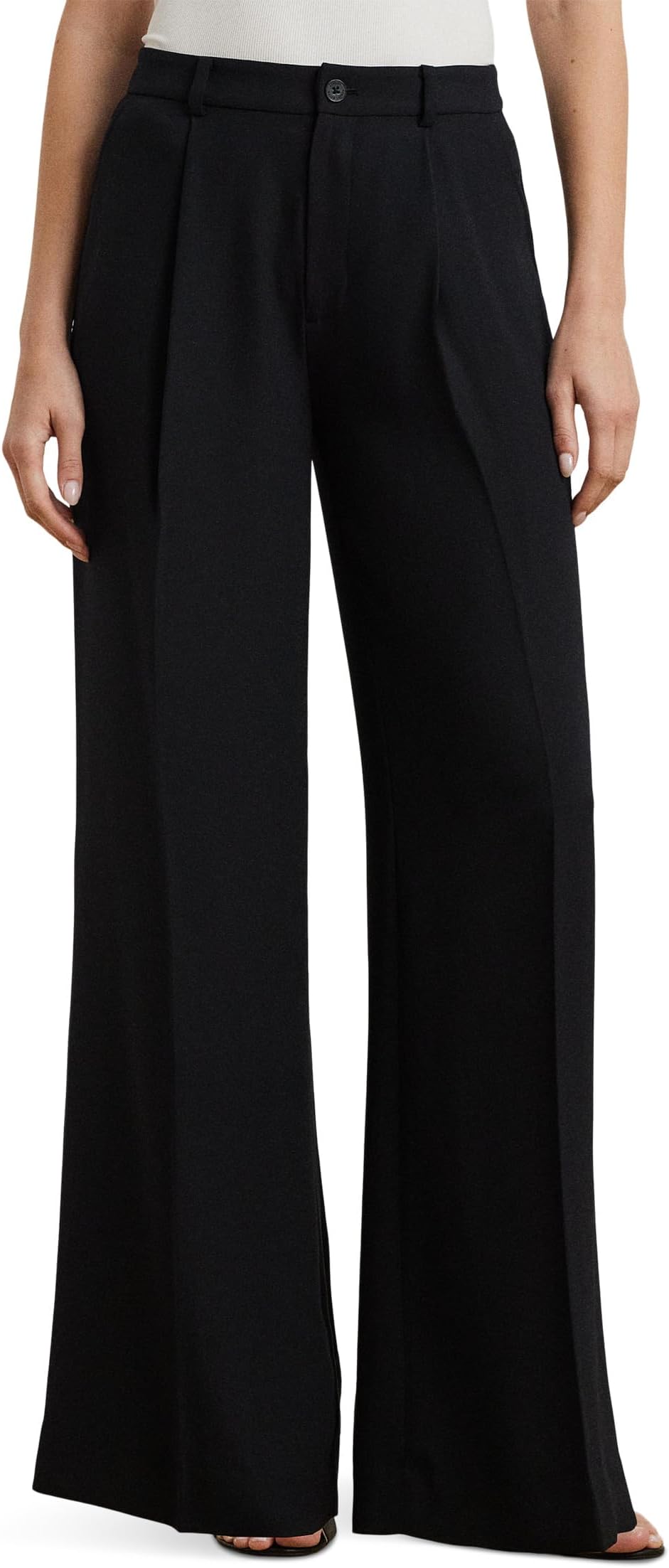 

Брюки Lauren Ralph Lauren Double-Faced Georgette Wide-Leg Pants, черный