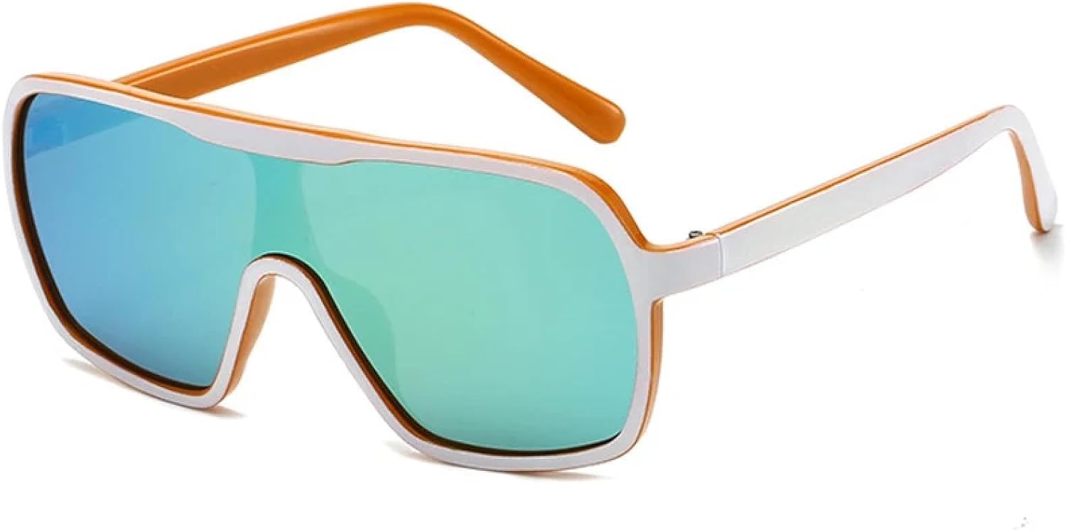 

Модные солнцезащитные очки в крупной оправе, цельные, для женщин и мужчин, класса люкс, для активного отдыха, спорта и вождения, защита от УФ-излучения UV400 TKKTLLT, White Orange Gold